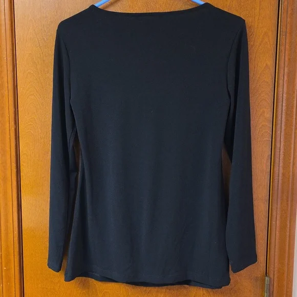 BR Cowl Neck Long Sleeve Black Top Med - Picture 2 of 3